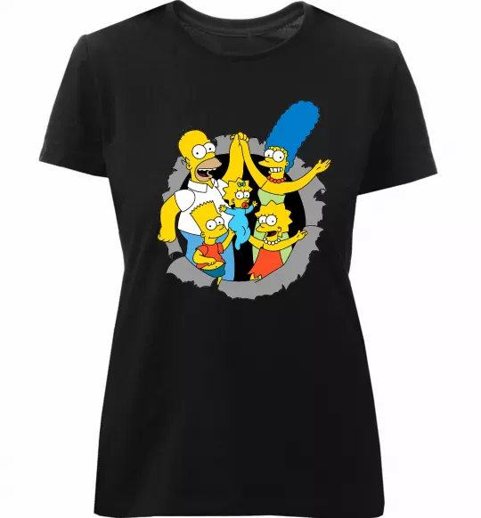 Жіноча преміум футболка Сімпсони сім'я Чорний фото