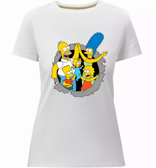 Жіноча преміум футболка Сімпсони сім'я Білий фото