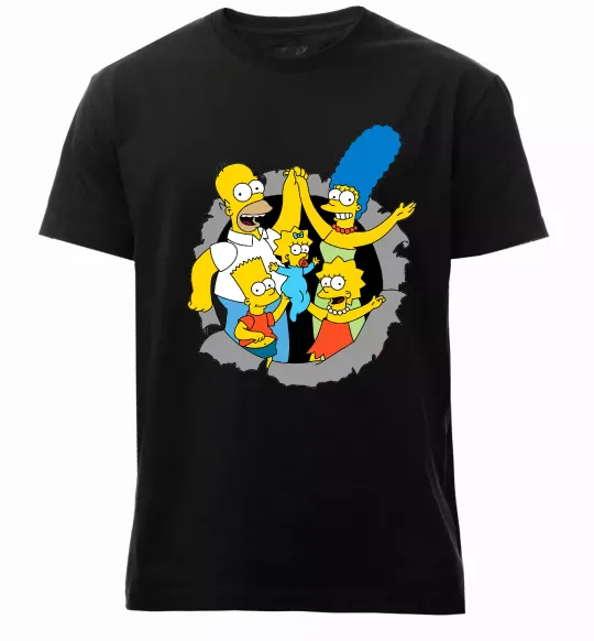 Мужская премиум футболка Сімпсони сім'я Черный фото