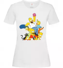 Женская футболка Сімпсони полювання за донатом Белый фото
