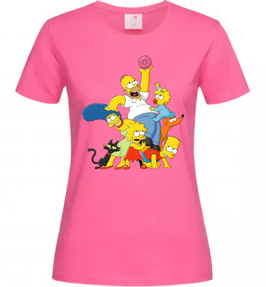 Жіноча футболка Сімпсони полювання за донатом Яскраво-рожевий фото