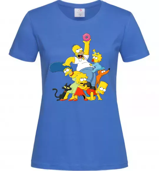 Жіноча футболка Сімпсони полювання за донатом Яскраво-синій фото