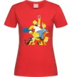 Жіноча футболка Сімпсони полювання за донатом Червоний фото