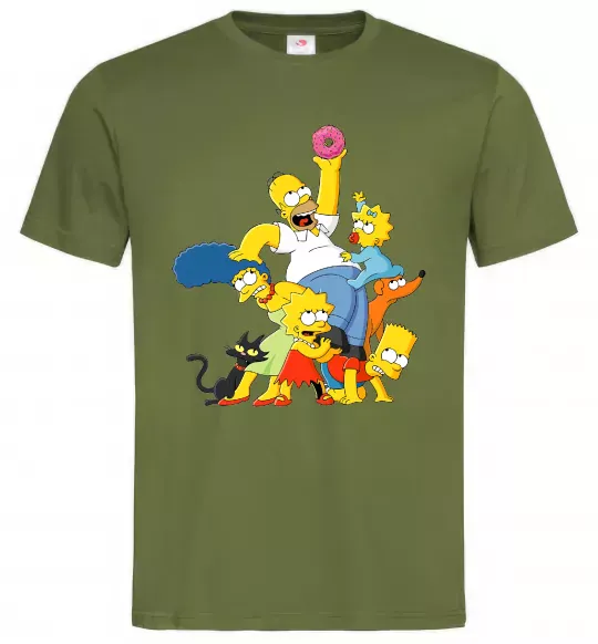 Чоловіча футболка Сімпсони полювання за донатом Оливковий фото