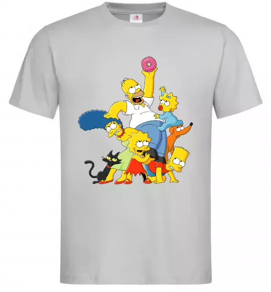 Чоловіча футболка Сімпсони полювання за донатом Сірий фото