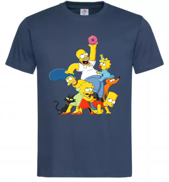 Чоловіча футболка Сімпсони полювання за донатом Темно-синій фото