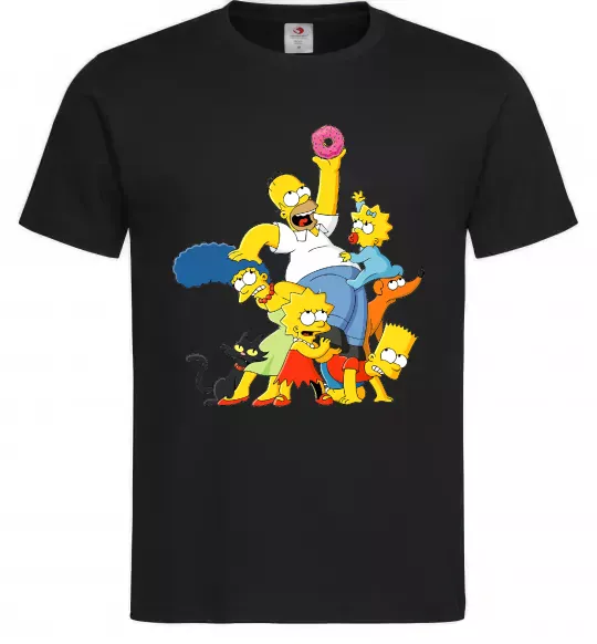 Чоловіча футболка Сімпсони полювання за донатом Чорний фото