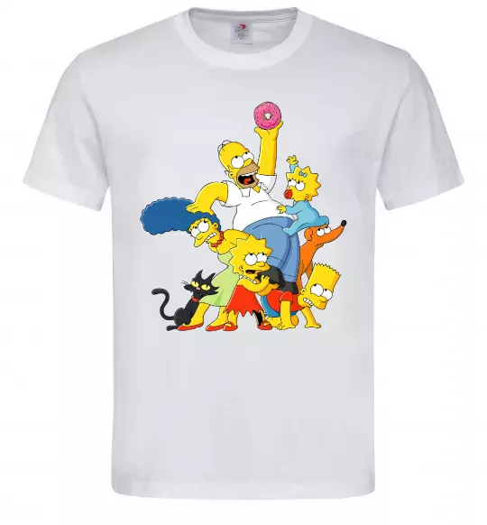Чоловіча футболка Сімпсони полювання за донатом Білий фото