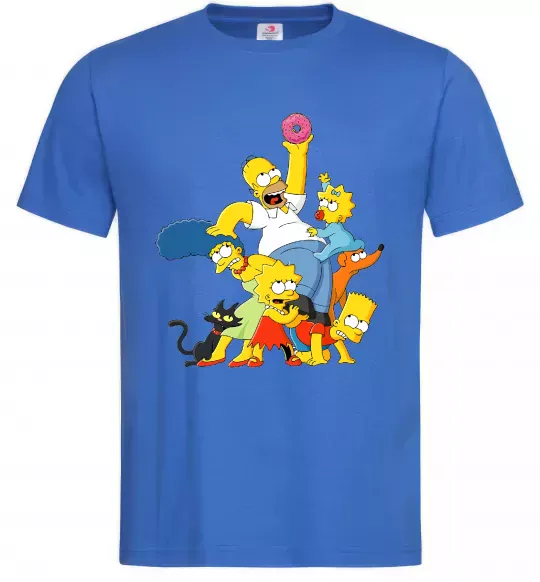 Чоловіча футболка Сімпсони полювання за донатом Яскраво-синій фото