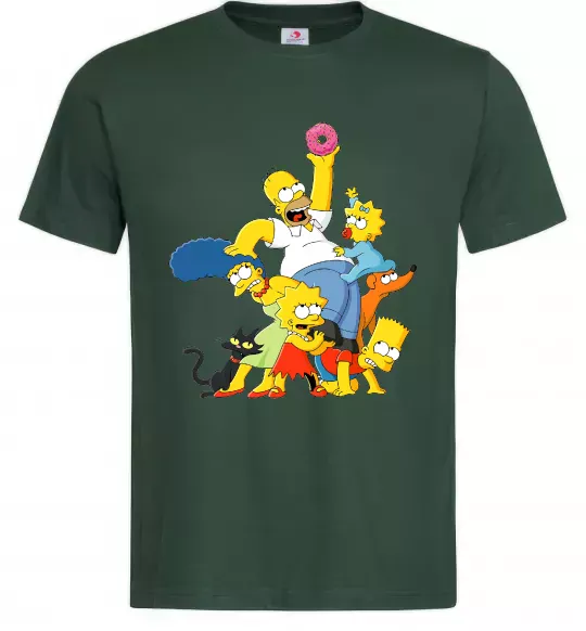 Чоловіча футболка Сімпсони полювання за донатом Темно-зелений фото