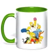 Чашка с цветной ручкой Сімпсони полювання за донатом Зеленый фото