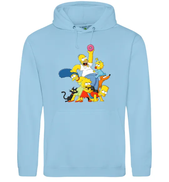 Мужская толстовка (худи) Сімпсони полювання за донатом Голубой фото