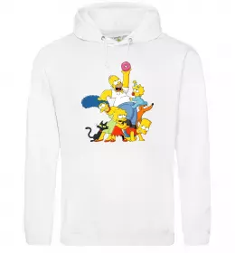 Женская толстовка (худи) Сімпсони полювання за донатом Белый фото