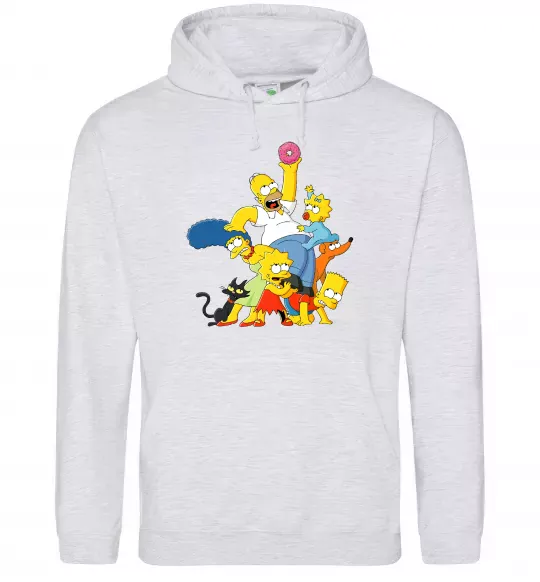 Женская толстовка (худи) Сімпсони полювання за донатом Серый меланж фото