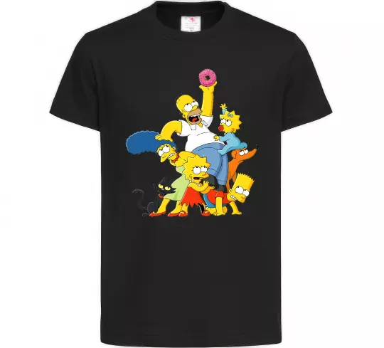 Детская футболка Сімпсони полювання за донатом Черный фото
