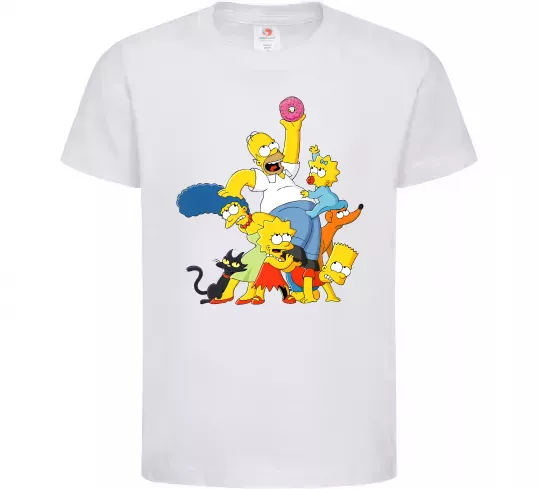 Детская футболка Сімпсони полювання за донатом Белый фото