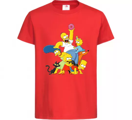 Детская футболка Сімпсони полювання за донатом Красный фото