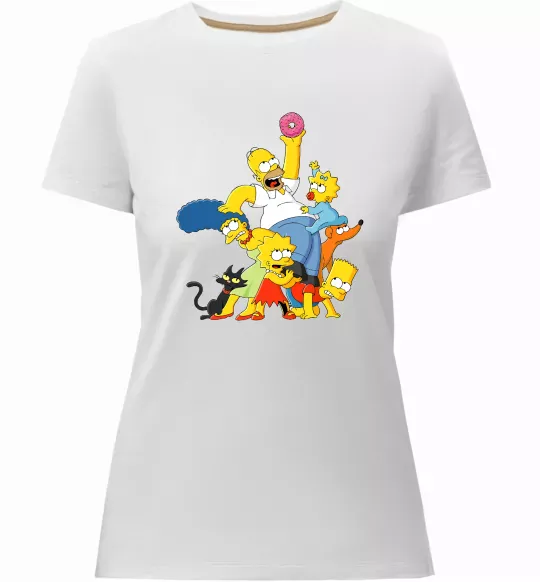 Жіноча преміум футболка Сімпсони полювання за донатом Білий фото