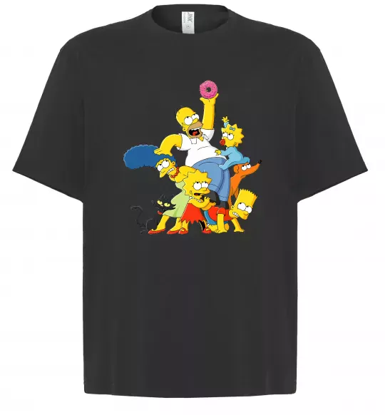 Футболка Оверсайз Сімпсони полювання за донатом Черный фото