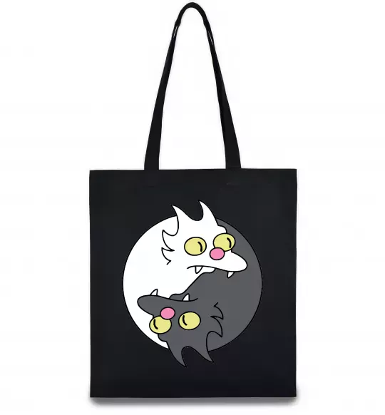 Еко-сумка Коти інь-янь Чорний фото