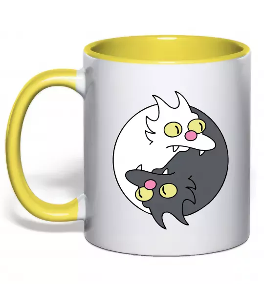 Чашка с цветной ручкой Коти інь-янь Солнечно желтый фото