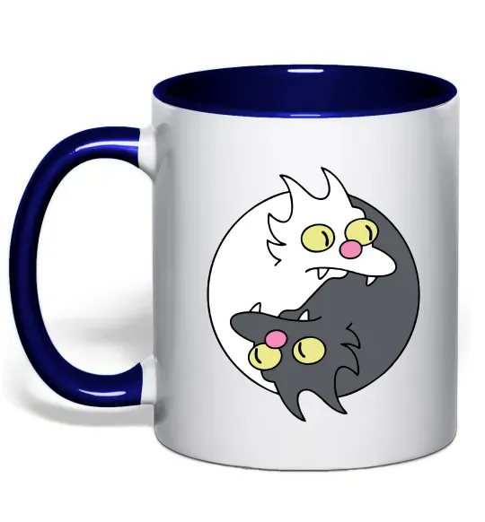 Чашка с цветной ручкой Коти інь-янь Глубокий темно-синий фото