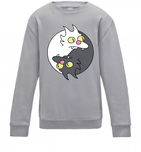Детский Свитшот Коти інь-янь Серый меланж фото