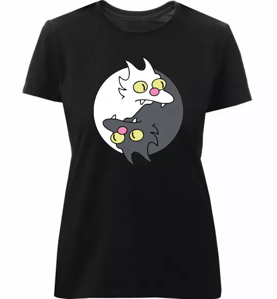 Жіноча преміум футболка Коти інь-янь Чорний фото