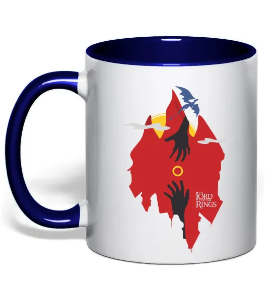 Чашка з кольоровою ручкою Перстень дракон Глибокий темно-синій фото