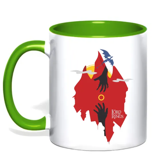 Чашка с цветной ручкой Перстень дракон Лаймовый фото