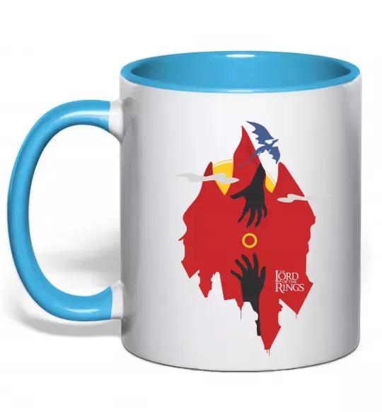 Чашка з кольоровою ручкою Перстень дракон Блакитний фото