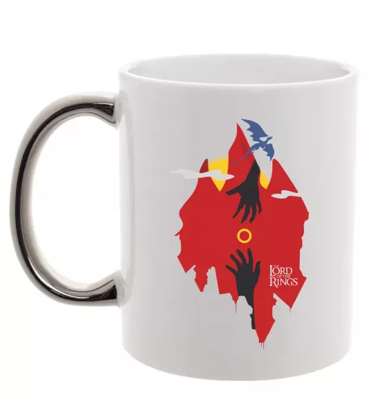 Чашка з кольоровою ручкою Перстень дракон Срібло фото