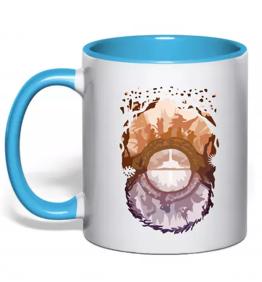 Чашка с цветной ручкой Володар перстнів арт Голубой фото