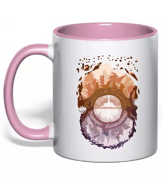 Чашка с цветной ручкой Володар перстнів арт Нежно розовый фото