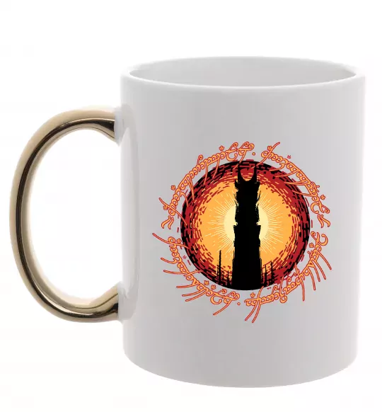 Чашка з кольоровою ручкою Володар перстнів Tower Золото фото