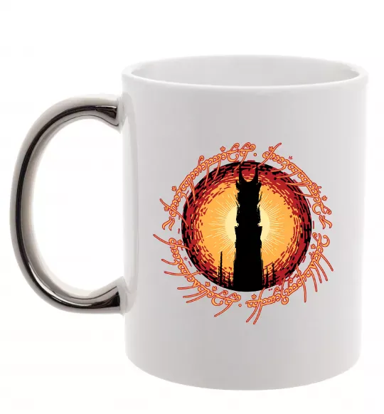 Чашка з кольоровою ручкою Володар перстнів Tower Срібло фото