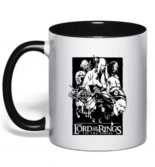 Чашка з кольоровою ручкою The two towers Чорний фото