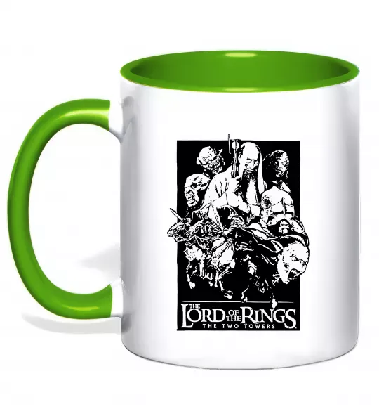 Чашка з кольоровою ручкою The two towers Зелений фото