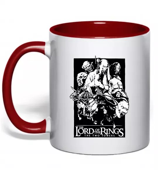 Чашка з кольоровою ручкою The two towers Червоний фото