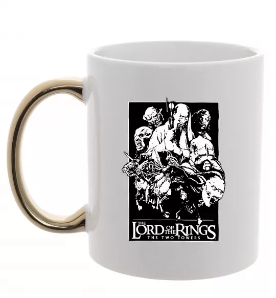 Чашка з кольоровою ручкою The two towers Золото фото