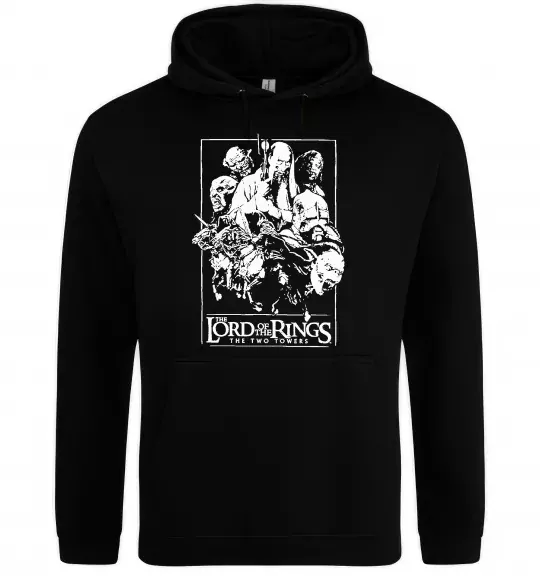 Мужская толстовка (худи) The two towers Черный фото