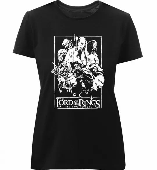 Женская премиум футболка The two towers Черный фото