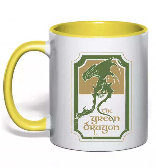 Чашка с цветной ручкой The green dragon Солнечно желтый фото