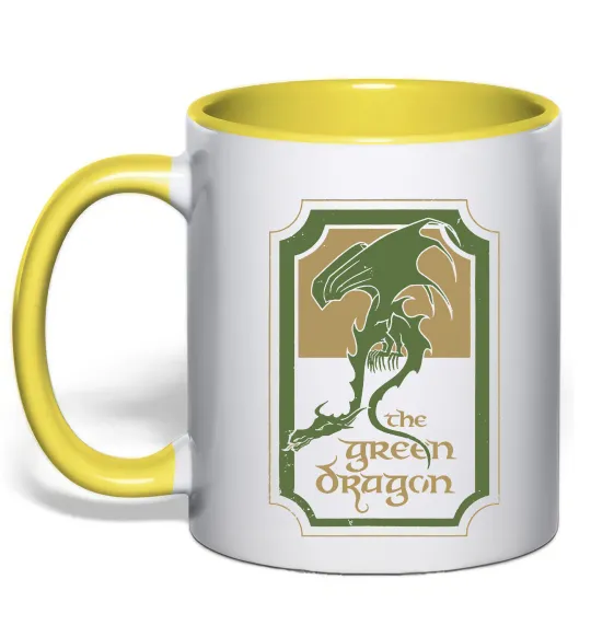Чашка с цветной ручкой The green dragon Лимонный фото