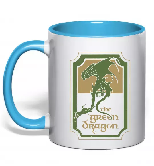 Чашка с цветной ручкой The green dragon Голубой фото