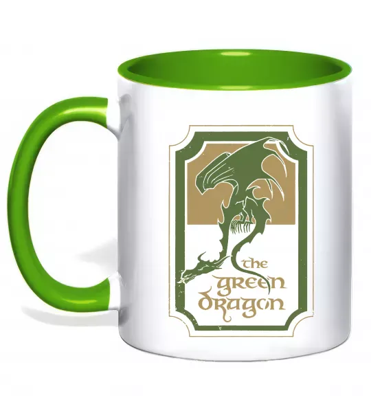 Чашка с цветной ручкой The green dragon Зеленый фото