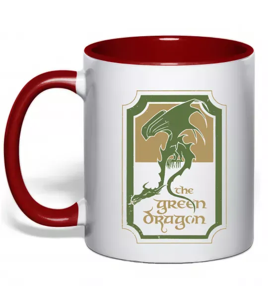 Чашка с цветной ручкой The green dragon Красный фото