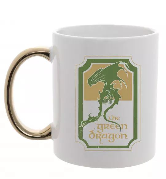 Чашка с цветной ручкой The green dragon Золото фото