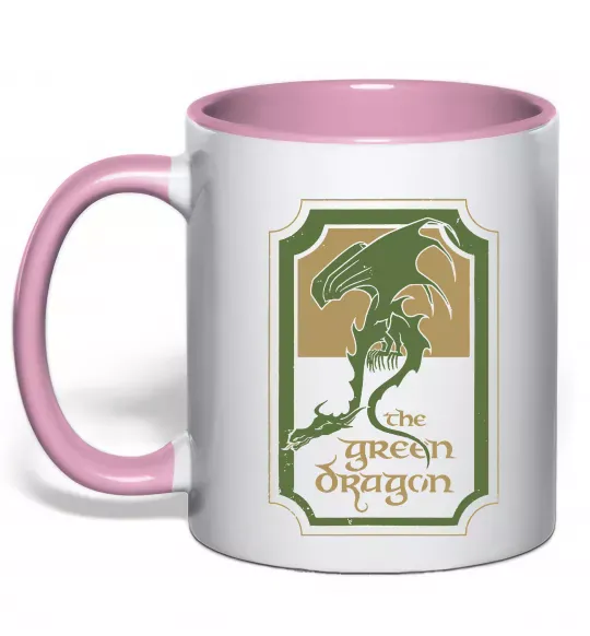 Чашка с цветной ручкой The green dragon Нежно розовый фото