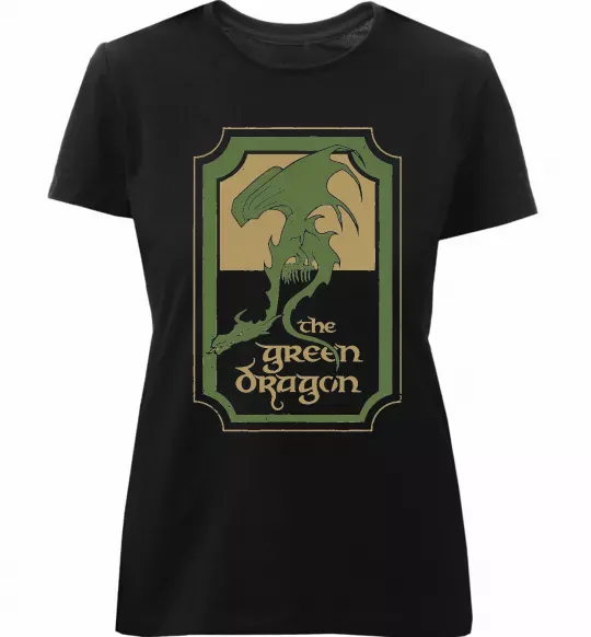 Женская премиум футболка The green dragon Черный фото